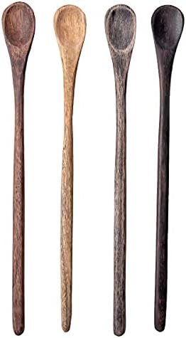 Karma Long Handle Tasting Spoons Set - Long Handle Spoons For Cooking - Wood Kitchen Utensils - Wood - Set Of 4