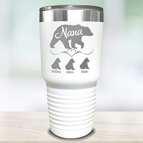  Grandparents Personalized Laser Engraved Tumbler With Grandchildren Names Gift For Grandma, Customized Mug, Insulated For Coffee, Water + More