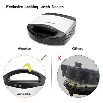  Waffle Maker, Non Stick Waffle Irons, Compact 2 Slice Waffle Makers For Breakfast, Snacks, PFOA Free, ETL Certificated, Black/Silver