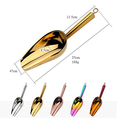  Stainless Steel Ice Scoop, Thickened Metal Food Candy Scoop For Kitchen Bar Party Wedding, Heavy Duty, Mirror Finish - Rose Gold