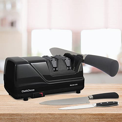  'sChoice 316 Diamond Hone Knife Sharpener For 15-Degree Knives With Precision Guides To Sharpen Straight And Fine Edge Knives, 2-Stage, Black