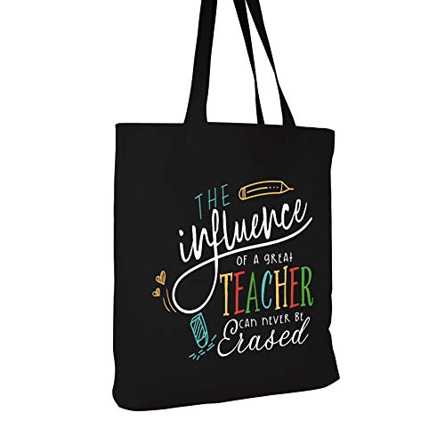  ELEGANTPARK Funny Teacher Gifts For Women Teacher Appreciation Gifts From Students Birthday Graduation Valentines Day Christmas Gifts For Teacher Tote Bag Black Cotton Canvas With Interior Pocket
