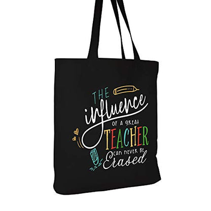  ELEGANTPARK Funny Teacher Gifts For Women Teacher Appreciation Gifts From Students Birthday Graduation Valentines Day Christmas Gifts For Teacher Tote Bag Black Cotton Canvas With Interior Pocket
