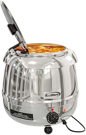  Commercial Soup Kettle Warmer With Hinged Lid And Removable Stainless-Steel Pot Insert For Buffet, Restaurant, Party, Event, And Catering, Large 2.4 Gallon, Electric [Silver] (SK-SS-3G)