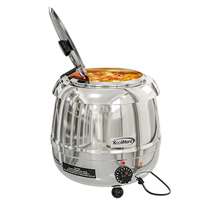  Commercial Soup Kettle Warmer With Hinged Lid And Removable Stainless-Steel Pot Insert For Buffet, Restaurant, Party, Event, And Catering, Large 2.4 Gallon, Electric [Silver] (SK-SS-3G)