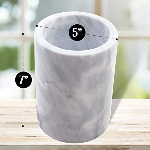  Marble Utensil Holder For Kitchen Counter Decor, Flatware & Utensil Storage Organizer - Kitchen Utensil Organizer For Countertops, Pantry, Bathroom, Office & Center Table