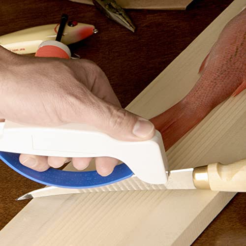  CcuSharp Knife & Tool Sharpener - Sharpens, Restores & Hones - Handheld Sharpener For Fishing, Camping, Hunting - Diamond-Honed Tungsten Carbide Sharpener - Great For Fillet Knives - White And Blue