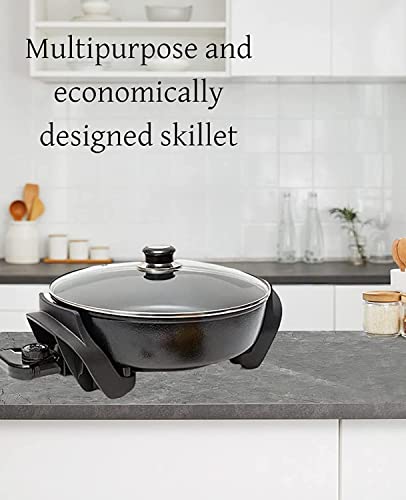  Extra Deep Electric Skillet Nonstick - Adjustable Temperature Control Aluminum Electric Fryer (12 Inch)