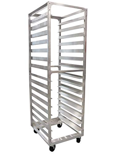  SHOPCraft 15 Pan 4" Spacing Commercial Aluminium Bun Racks, NSF Listed Heavy Duty Speed Rack For Bakery, Restaurant & Catering, 15 Tier 20.5" X 26" X 70" Speed Rack With Heavy Duty Plate Casters