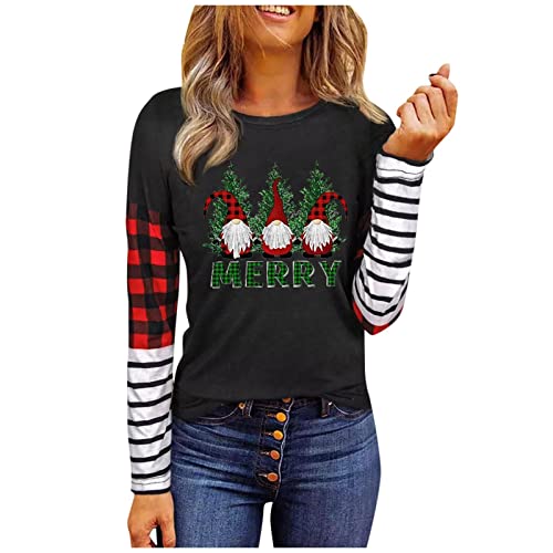  Crewneck Sweatshirts For Women Fall Plus Size Sweatshirts Long Sleeve Christmas Print Loose Tops Pullover Top Fall