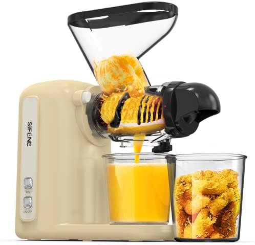  Masticating Juicer Machines, SiFENE Slow Juicer Machines, Compact Design Cold Press Juicer, Dual Feed Chute Masticating Juicer, Juice Maker Extractor, Easy To Clean, Quiet Motor & Reverse Function, Brush& Recipes Included