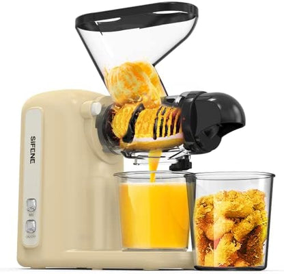  Masticating Juicer Machines, SiFENE Slow Juicer Machines, Compact Design Cold Press Juicer, Dual Feed Chute Masticating Juicer, Juice Maker Extractor, Easy To Clean, Quiet Motor & Reverse Function, Brush& Recipes Included