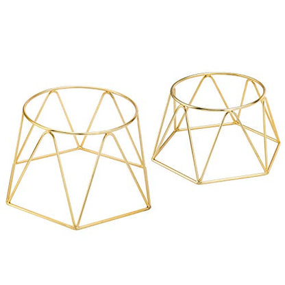  MyGift Brass Plated Metal Pizza Table Stand, Pizza Box Riser, Restaurant Pizza Server Stand, Platter Riser, Set Of 2 - Handcrafted In India
