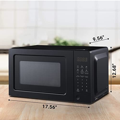  Countertop Microwave Oven With Child Lock, Small Microwave Ovens With Removable Turntable Push Button Door, 6 Auto Menus, 0.7 Cu.Ft, 700W, Black