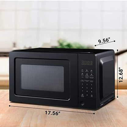  Countertop Microwave Oven With Child Lock, Small Microwave Ovens With Removable Turntable Push Button Door, 6 Auto Menus, 0.7 Cu.Ft, 700W, Black