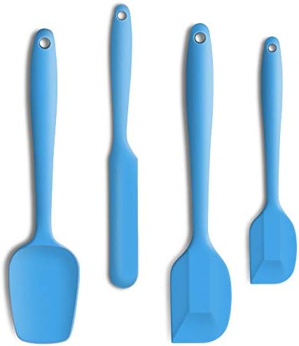  4 Piece Silicone Spatula Set, Flexible Heat Resistant Non-scratch Baking Cooking Rubber Spatulas With Stainless Steel Core, Aqua Sky
