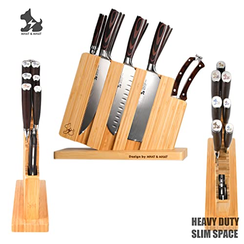  9pcs Essential Kitchen Knife Block Set Pro, Ergonomic Pakkawood Handle, Sharper Steel