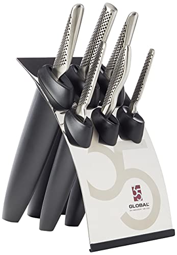 Global 35th Anniversary Special Edition 7-Piece Knife Set Containing 6 Knives & 1 Knife Block – Cromova 18 High Carbon Stainless Steel
