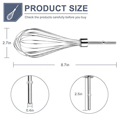  Kitchen Hand Mixer Whisk Attachments KHMPW Stainless Steel Pro Whisk Egg Beater-Hand Mixer Turbo Beaters Replaces KHM512BM,AP5644233,PS4082859,KHM2B By MIFLUS
