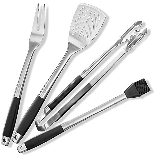  4-Piece Stainless Steel BBQ Tool Utensil Set - Professional Grade Barbecue Accessories