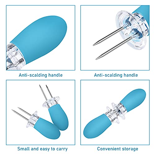  18 Pcs Stainless Steel Corn Cob Holders With Silicone Handle & Convenient Butter Spreading Tool