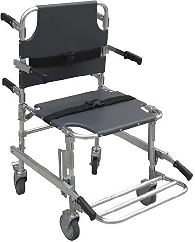 BMINK Manual Stair Chair, Portable Folding Stair Chair Emergency 4 Wheels Transport Chair Ambulance ChairFirefighter Evacuation Foldable Aluminum Lift