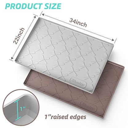  Under Sink Mat For Kitchen Waterproof, 34" X 22" Silicone Under Sink Liner, Hold Up To 3.3 Gallons Liquid, Kitchen Bathroom Cabinet Mat And Protector For Drips Leaks Spills Tray (Grey)
