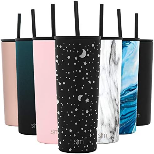  Insulated Tumbler With Lid And Straw | Iced Coffee Cup Reusable Stainless Steel Water Bottle Travel Mug | Gifts For Women Men Her Him | Classic Collection | 24oz | Seaside