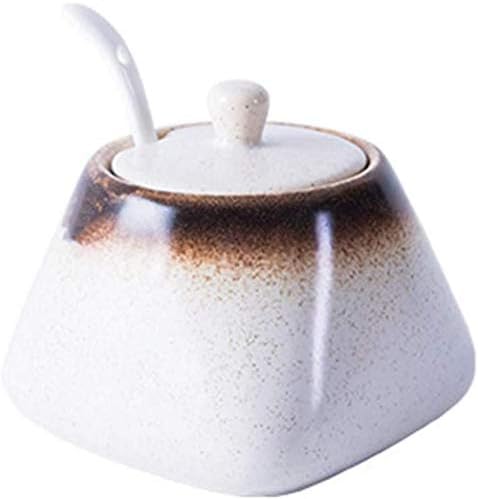  Zaizai Vintage Ceramic Spice Jar With Lid Spoon,Porcelain Sugar Bowl, Chili Pot,Home Kitchen Seasoning Jar,Seasoning Box For Kitchen Restaurant-A