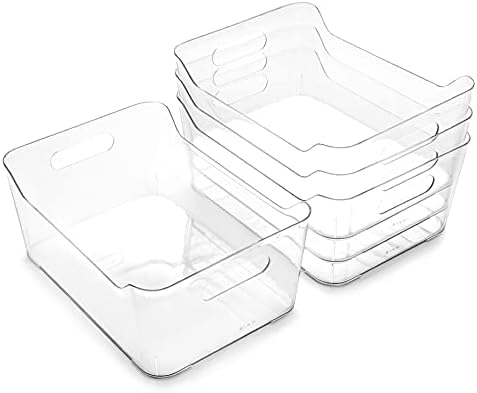  | Plastic Organizer Bins, Large - 4 Pack | The SOHO Collection | Multi-Use Organizer Bins | Pantry Organizer & Freezer Organizer Bins | Plastic Storage Containers | Bins For Home & Kitchen Org