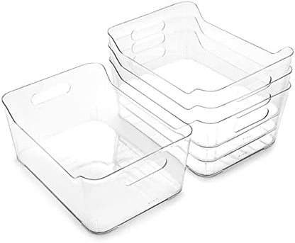  | Plastic Organizer Bins, Large - 4 Pack | The SOHO Collection | Multi-Use Organizer Bins | Pantry Organizer & Freezer Organizer Bins | Plastic Storage Containers | Bins For Home & Kitchen Org