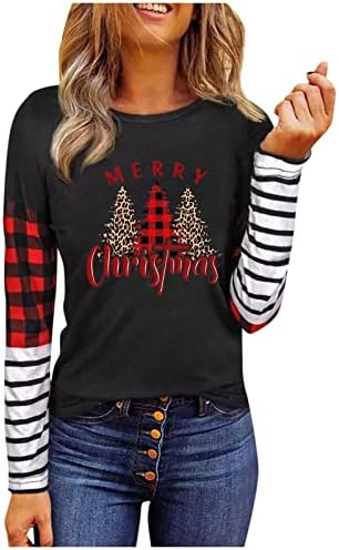  Womens Crewneck Sweatshirt Fall Plus Size Christmas Print Long Sleeve Sweatshirts Fashion Pullover Top Fall Clothes