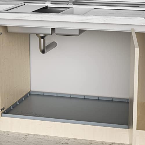  Under Sink Mat For 36" Cabinet, Holds Over 3.3 Gallons, Silicone Waterproof Mat, Under Sink Liner Sink Cabinet Protector For Water Drips, Leaks, Spills Gray 35x22.5 Inch
