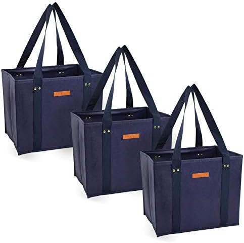  Gramercy Kitchen Reusable Grocery Bags, Reusable Shopping Bags, Tote Bags Bulk, Utility Tote, Bulk Tote Bags - Washable (Army Green, Set Of 4)