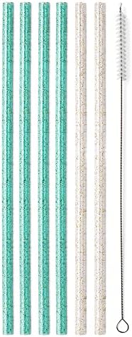  Reusable Straws Luxy Leopard + Blush Reusable Straw Set + Cleaning Brush, Each Straw Is 10.25 Inch Long (Fits Swig Life 20oz Tumblers, 22oz Tumblers, And 32oz Tumblers)