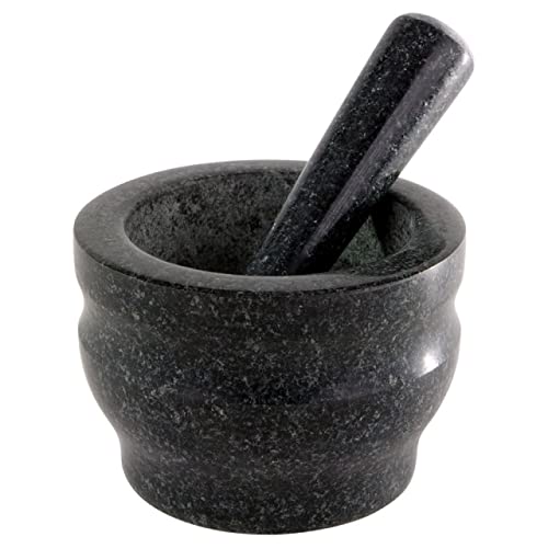 Cole & Mason 5.5-inch Granite Mortar & Pestle - Unpolished Stone Mortar & Pestle For Kitchen - Large Grinding Bowl For Herbs And Spices - Grey, 4 Pounds