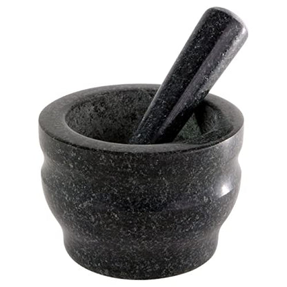 Cole & Mason 5.5-inch Granite Mortar & Pestle - Unpolished Stone Mortar & Pestle For Kitchen - Large Grinding Bowl For Herbs And Spices - Grey, 4 Pounds