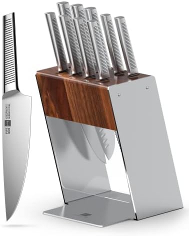  Ipurehome Knife Set Kitchen Knife Set, Professional 5 Pcs High Carbon German Stainless Steel Knife Set With Non-slip Wood Handles