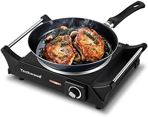  Hot Plate Portable Electric Stove 1500W Countertop Single Burner With Adjustable Temperature & Stay Cool Handles, 7.5” Cooktop For Dorm Office/Home/Camp, Compatible For All Cookwares