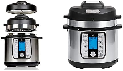  6 QT Pressure Air Fryer, 5 Pc Accessory Pack, Silver