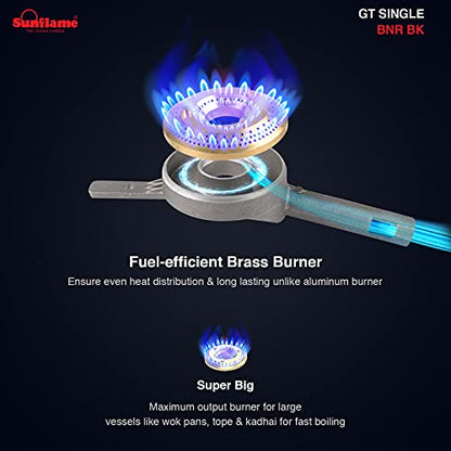  Unflame Single Burner DX Glass Top 1 Burner Gas Stove (Manual Ignition, Black)