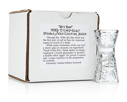  "Old Ritz" 1930s Etched-Crystal Double Cocktail Jigger (Gift Box Collection)