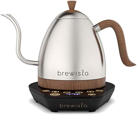  Artisan Electric Gooseneck Kettle, 1 Liter, For Pour Over Coffee, Brewing Tea, LCD Panel, Precise Digital Temperature Selection, Flash Boil And Keep Warm Settings (Pearl All White)
