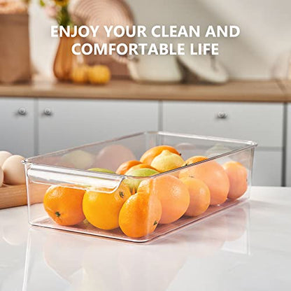  Efrigerator Organizer Bins, REDMOND 6pcs Fridge Organizers And Storage Clear Stackable For Kitchen, Pantry, Refrigerator, Cabinets, Freezer (2 Small+2 Medium+2 Large)