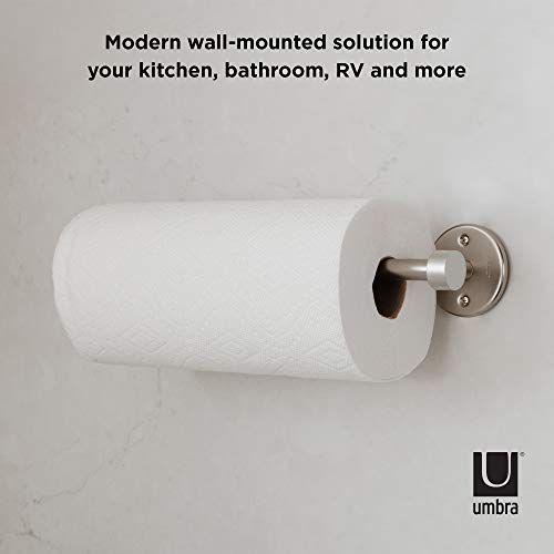 Umbra - 1009237-410 Cappa Paper Towel Holder – Modern Under Cabinet Or Wall Mount Dispenser (Horizontal Or Vertical), 14"L X 4"W X 2.6"H, Nickel