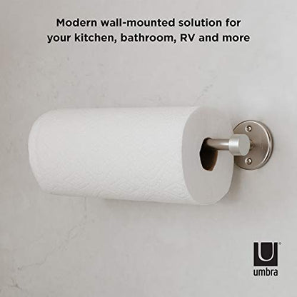 Umbra - 1009237-410 Cappa Paper Towel Holder – Modern Under Cabinet Or Wall Mount Dispenser (Horizontal Or Vertical), 14"L X 4"W X 2.6"H, Nickel