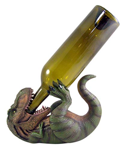  Saurus Rex Dinosaur Tabletop Wine Bottle Holder, 9 1/2 Inches