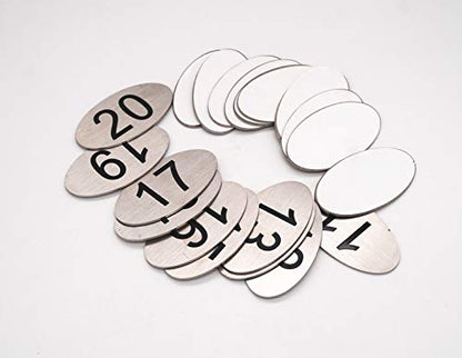  304 Stainless Steel Engraved Oval Table Black Numbers (1-20) Pubs Restaurants Clubs - 1 To 20