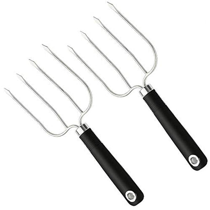  Urkey And Poultry Lifter Fork, Set Of 2 Stainless Steel Cooking Roasting Carving Meat Forks Tools Heat-resistant For BBQ Barbecue Grilling Smoking Transport Turning