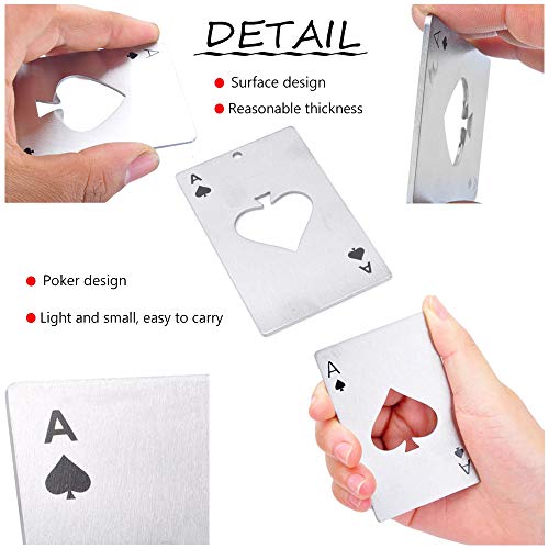  20Pcs Bottle Opener, Stainless Steel Credit Card Size Beer Opener Cap, Ace Of Spades Casino Poker Shaped Can Opener For Your Wallet, Suits For Family Bar Party Tools